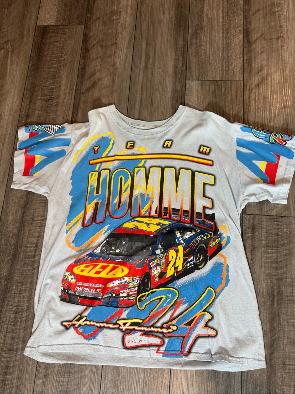 Team Homme 24 Racing Graphic Art Print - White with Blue & Red Accents